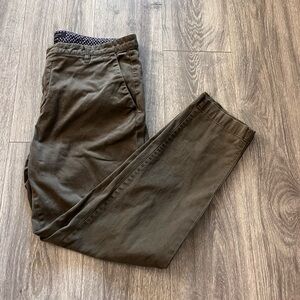 Ted Baker London Olive Green Slim Stretch Cotton Chino Pants Size 38R